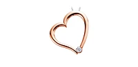 10K Rose Gold 0.03cttw Canadian Diamond Heart Pendant, 18"