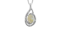 925 Sterling Silver Opal & Diamond Necklace