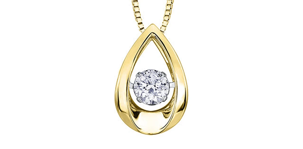 10K Yellow Gold 0.05 cttw Diamond Pulse Pendant, 18"