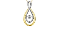 10K Yellow and White Gold 0.10 cttw Diamond Pulse Pendant, 18"