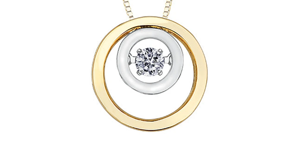 10K Yellow and White Gold 0.10 cttw Pulse Diamond Necklace