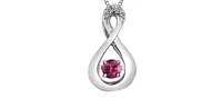10K White Gold Round Cut Pink Topaz and Diamond Pendant - 18 inches