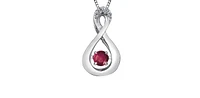 10K White Gold Round Cut Ruby and Diamond Pendant - 18 inches
