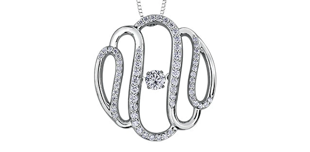 10K White Gold 0.40 cttw Diamond Pulse Pendant