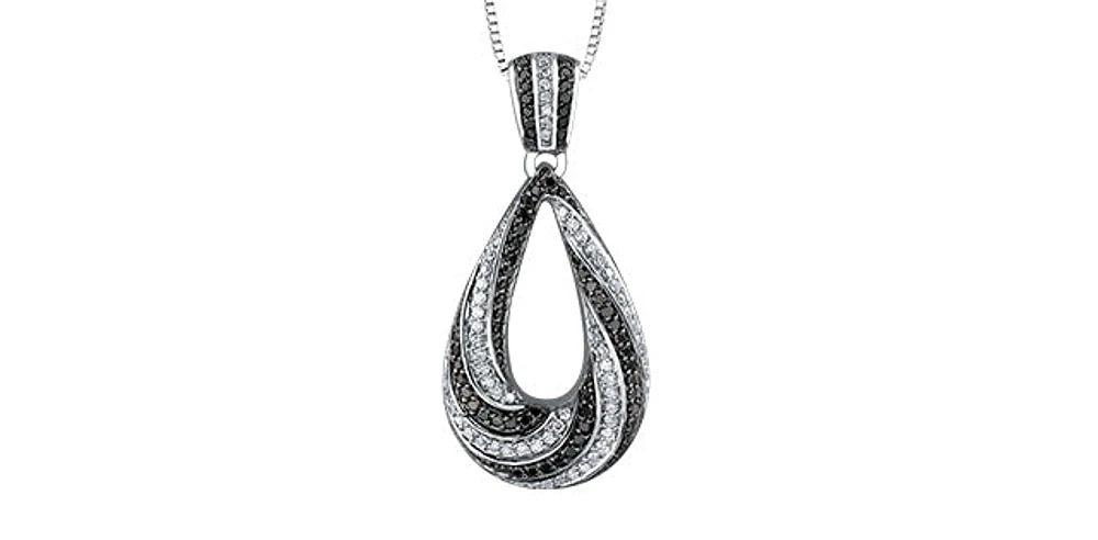 10K White Gold 0.45 cttw Diamond & Black Diamond Pendant