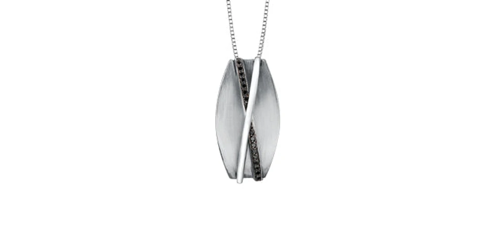 Sterling Silver 0.08cttw Black Diamond Necklace