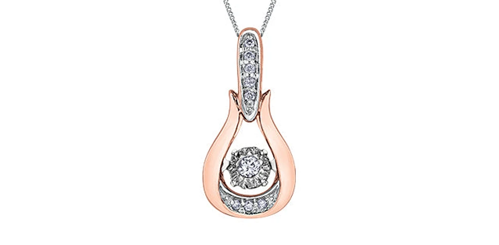 10K Rose and White Gold 0.06 cttw Diamond Pulse Pendant, 18"