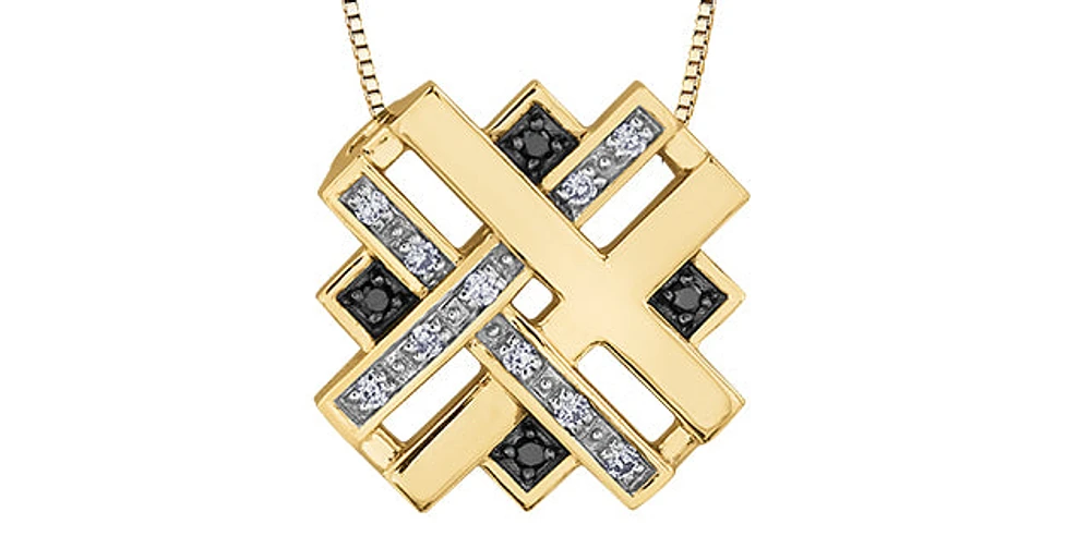 10K Yellow Gold 0.08 cttw Black Diamond & Diamond Necklace