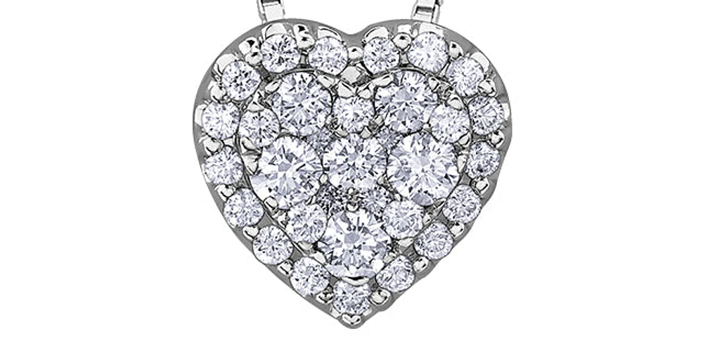 14K White Gold 0.34 cttw Diamond Heart Pendant