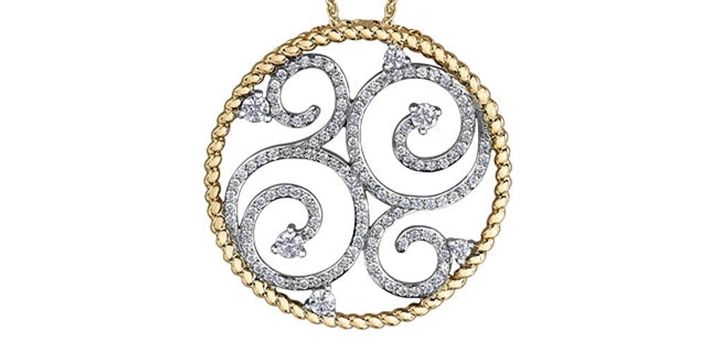 14K White and Yellow Gold 0.50 cttw Diamond Pendant