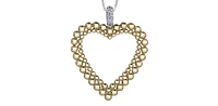 10K White and Yellow Gold 0.05 cttw Diamond Heart Pendant