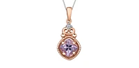10K White & Rose Gold Pink Amethyst & Diamond Pendant