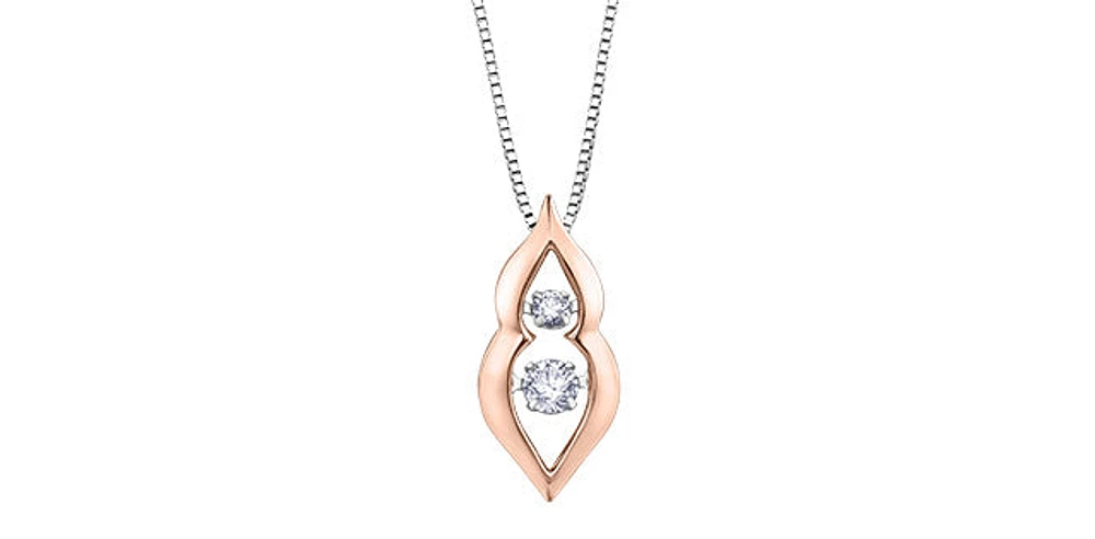10K White and Rose Gold 0.20 cttw  Diamond  Pulse Pendant, 18"