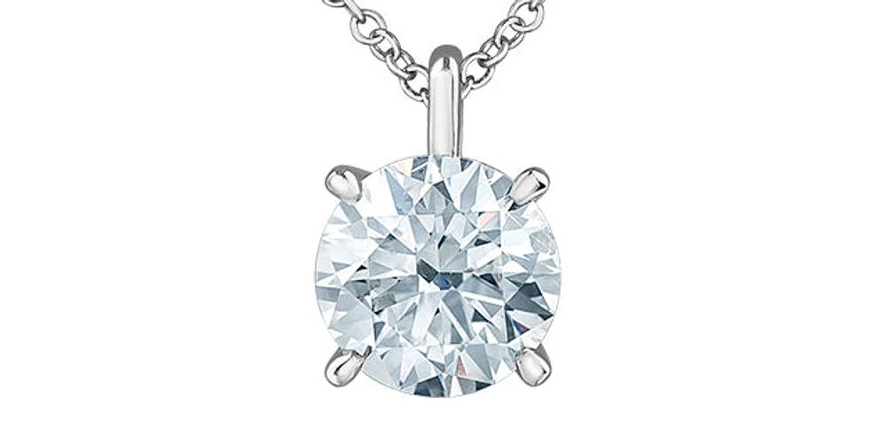 14K White Gold 2.11cttw Lab Grown Diamond Solitaire Necklace with Rolo Chain (Lobster Clasp) - Adjustable 16 - 18 Inches