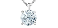 14K White Gold 2.11cttw Lab Grown Diamond Solitaire Necklace with Rolo Chain (Lobster Clasp) - Adjustable 16 - 18 Inches