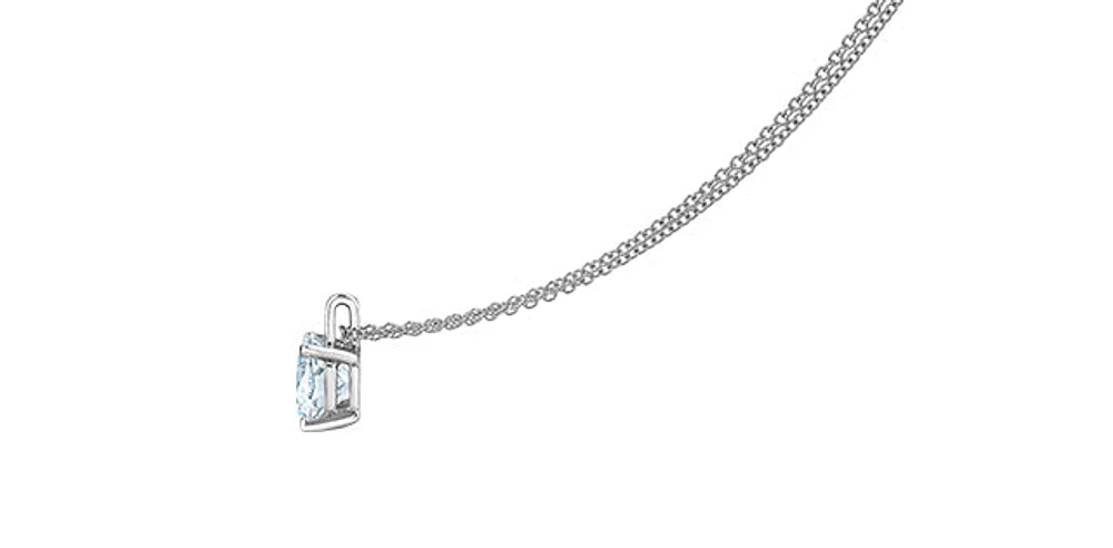 14K White Gold 2.11cttw Lab Grown Diamond Solitaire Necklace with Rolo Chain (Lobster Clasp) - Adjustable 16 - 18 Inches