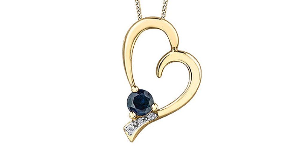 10K Yellow Gold Sapphire & Diamond Necklace