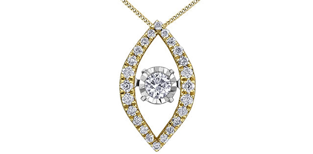 10K Yellow Gold 0.22cttw Diamond Pulse Pendant, 18"