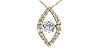 10K Yellow Gold 0.22cttw Diamond Pulse Pendant, 18"