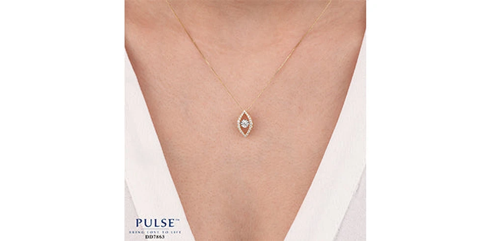 TRACKING - 10K Yellow Gold 0.06 cttw Diamond Pulse Pendant, 18"