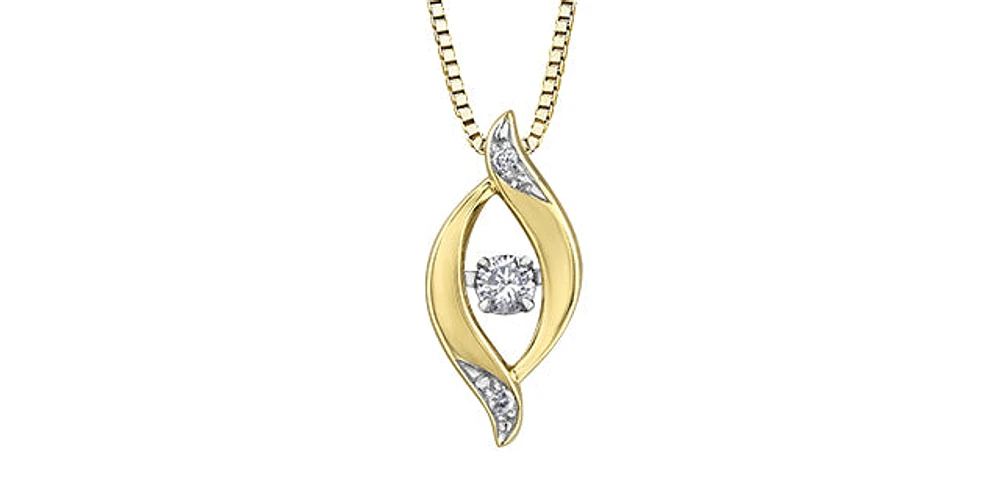 TRACKING - 10K Yellow Gold 0.06 cttw Diamond Pulse Pendant, 18"