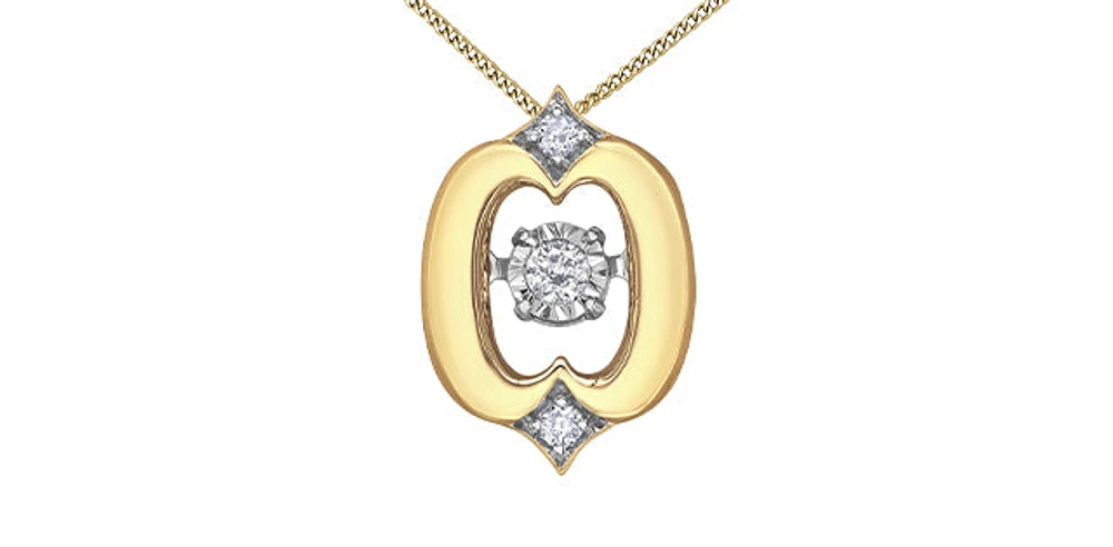 10K Yellow Gold 0.05cttw Diamond Pulse Pendant, 18"