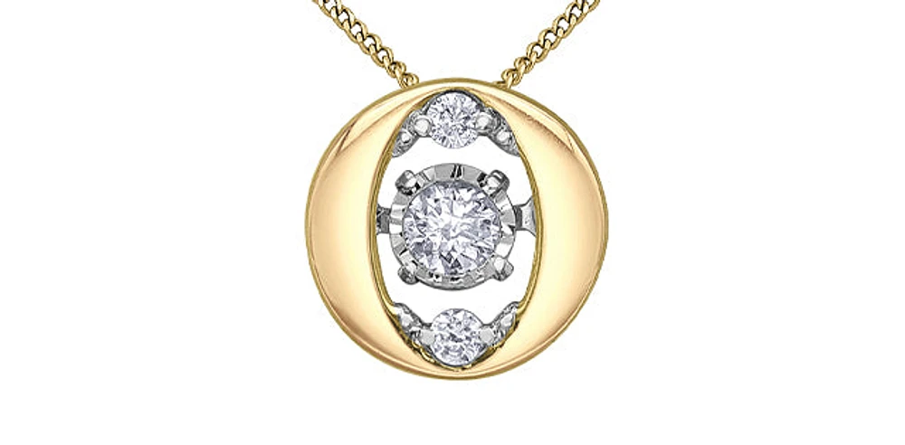 10K Yellow Gold 0.10cttw Diamond Pulse Pendant, 18"