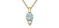 10K Yellow Gold 3.0mm Round Cut Aquamarine & 0.017cttw Diamond Pendant - 18"