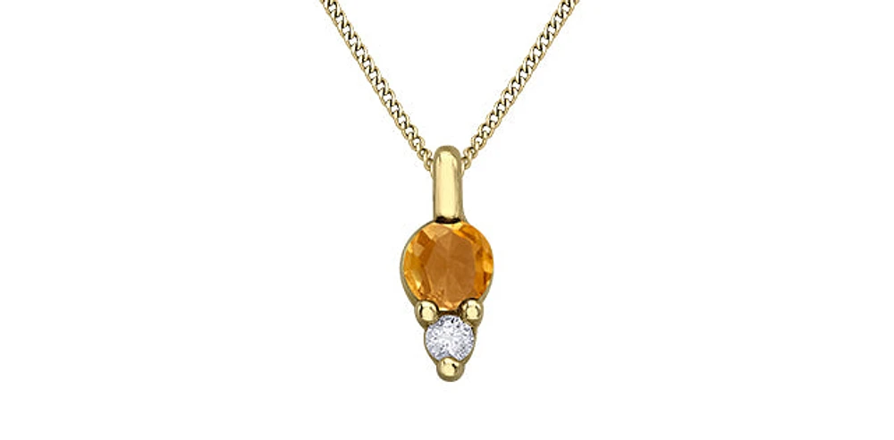 10K Yellow Gold Citrine and Diamond Pendant
