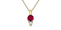 10K Yellow Gold Ruby and Diamond Necklace, 18"