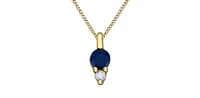 10K Yellow Gold 3mm Sapphire and Diamond Pendant - 18 inches