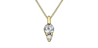 10K Yellow Gold 3mm Round Cut White Topaz Birthstone Pendant - 18 Inches