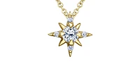 14K Yellow Gold 0.16cttw Diamond Star Necklace, 18"