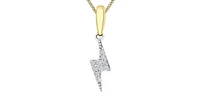 10K White & Yellow Gold 0.04cttw Diamond Lightning Bolt Pendant