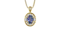 10K Yellow Gold Genuine Tanzanite, White Sapphire & Diamond Pendant - 18"