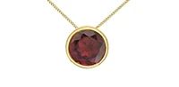 10K Yellow Gold 5mm Genuine Garnet Pendant, 18"