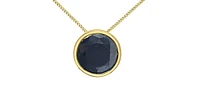 10K Yellow Gold 5mm Genuine Sapphire Pendant, 18"
