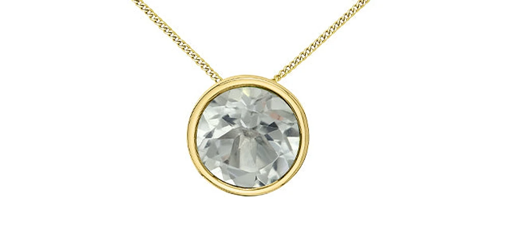 10K Yellow Gold 5mm Genuine Topaz Pendant