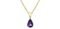 10K Yellow Gold Amethyst and Canadian Diamond Pendant