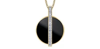 10K Yellow Gold Onyx and Diamond Necklace