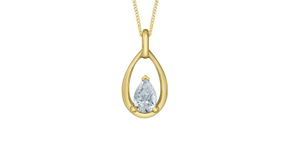 10K Yellow Gold 0.30cttw Pear Cut Lab Grown Diamond Necklace - 18 Inches