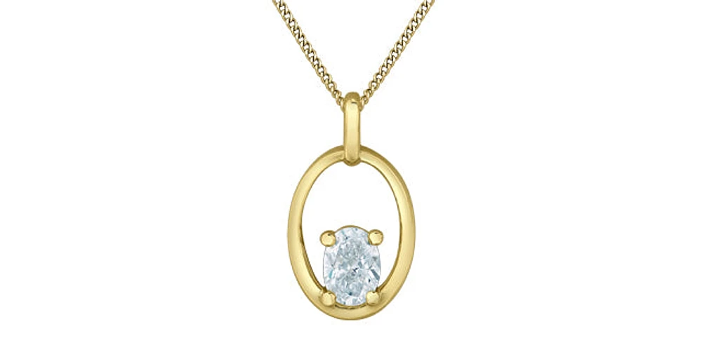 10K Yellow Gold 0.30cttw Oval Cut Lab Grown Diamond Necklace - 18 Inches