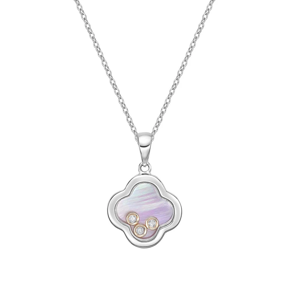 10K White Gold Floating Four-leaf Diamond Pendant