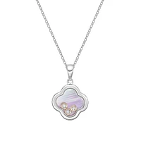 10K White Gold Floating Four-leaf Diamond Pendant
