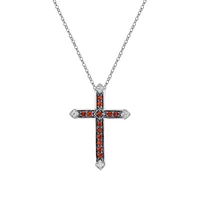 10K White Gold Ruby & diamond cross pendant
