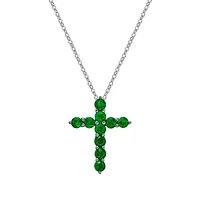 10K White Gold Emerald cross pendant