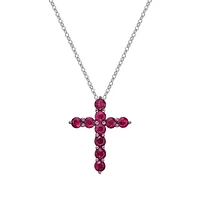 10K White Gold Ruby cross pendant