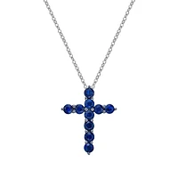 10K White Gold Sapphire cross pendant