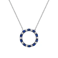 10K White Gold Sapphire & diamond circle of love necklace