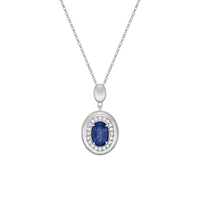 14K Gold Brushed Sapphire & Diamond pendant